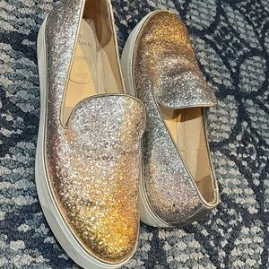 Stuart Weitzman glitter slip on shoes
